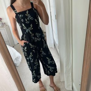 Sleeveless Black & Floral Jumpsuit | Ann Taylor LOFT